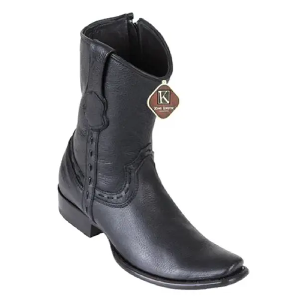 479B2705- King Exotic Dubai Ankle Toe Boots Grisly Skin Black