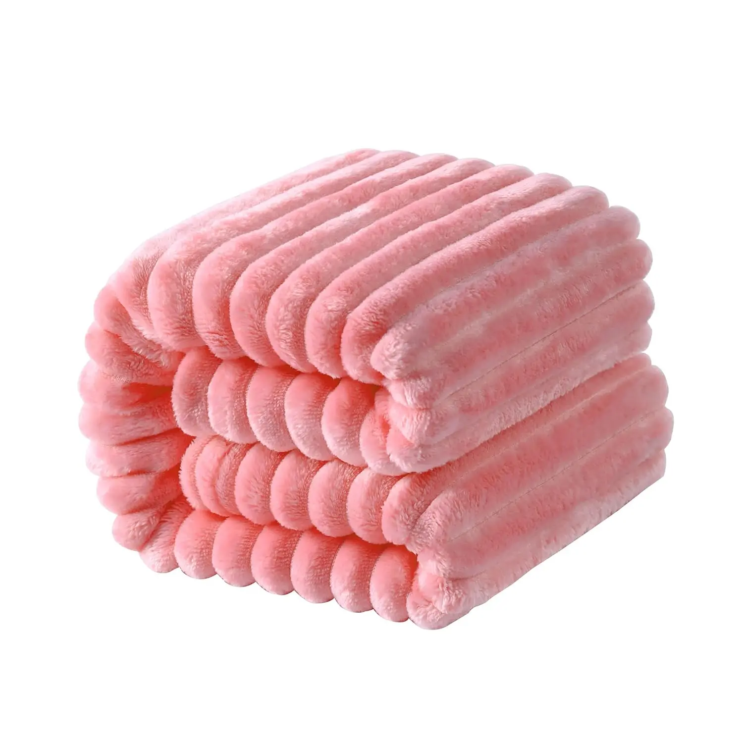 J9 | Flannel Fuzzy Toddler Blanket, Fluffy Warm and Lightweight Reversible Stripes Design Baby Plush Blanket, 30x40 Inches, Pink