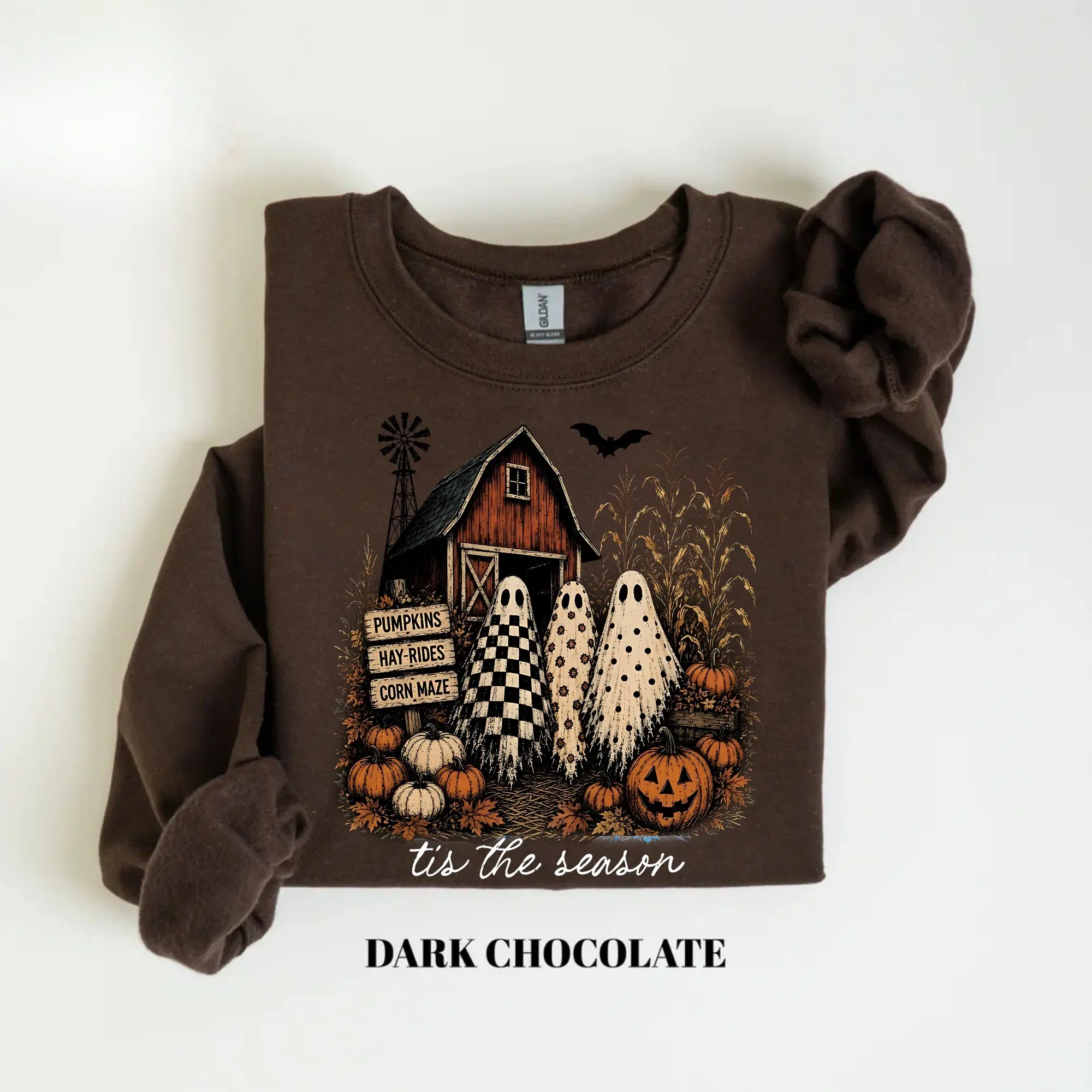 Tis The Season Halloween Sweatshirt, Cute Coquette Ghost Pumpkin Crewneck, Spooky Witch Graphic Pullover, Cozy Fall Halloween Sweatshirt, Autumn Gift for Women, Womenswear