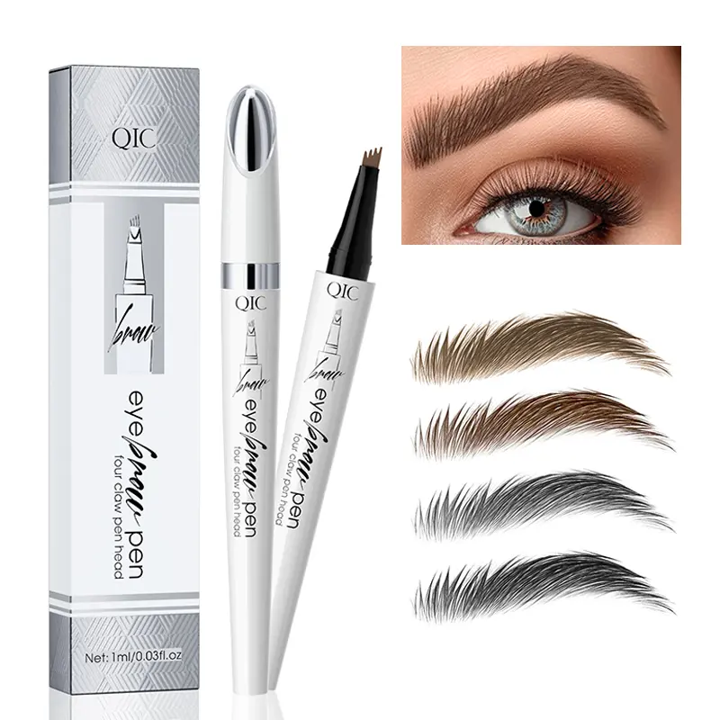 Waterproof micro-fork eyebrow pencil, long-lasting brow pen for natural hair-like strokes, smudge-proof daily makeup tool, perfect for soft glam and everyday natural makeup., Cosmetic