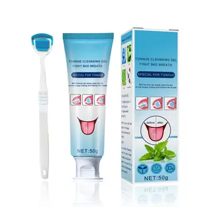 Tongue Cleaning Gel with Brush, Ultimate Bad Breath Neutralizer & Instant Minty Freshness, Pro Tongue Scraper Kit for Deep Oral Detox