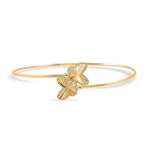10K Yellow Gold Bypass Butterfly Flex Bangle Bracelet 7.0 In 2.9 g Christmas Gifts
