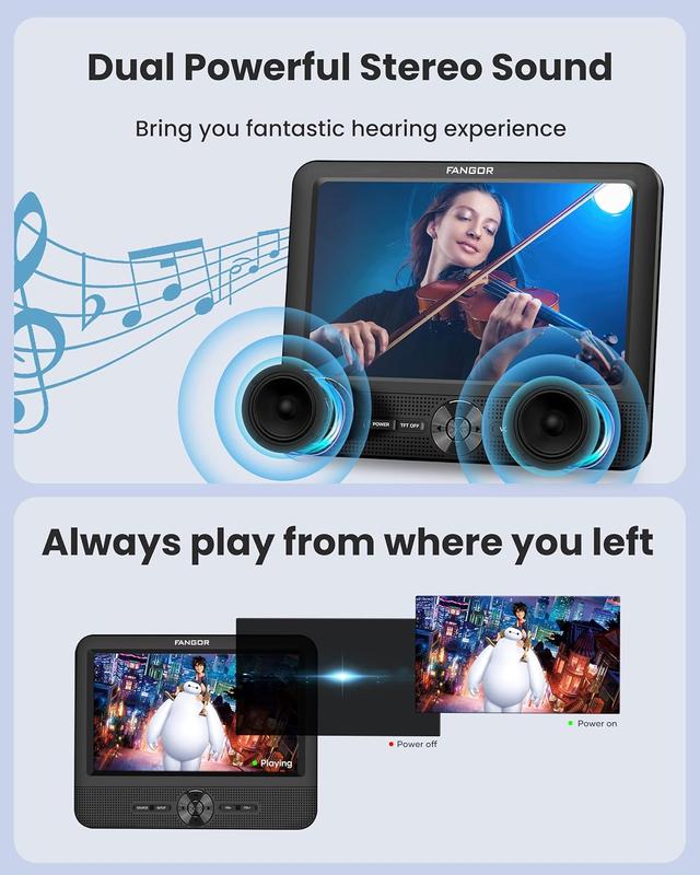 7.5’’ Dual Car DVD Player, Portable DVD Player for Car with 5H Battery, Last Memory, AV Out & in, Support USB/SD/Sync TV (1 Player+1 Monitor)