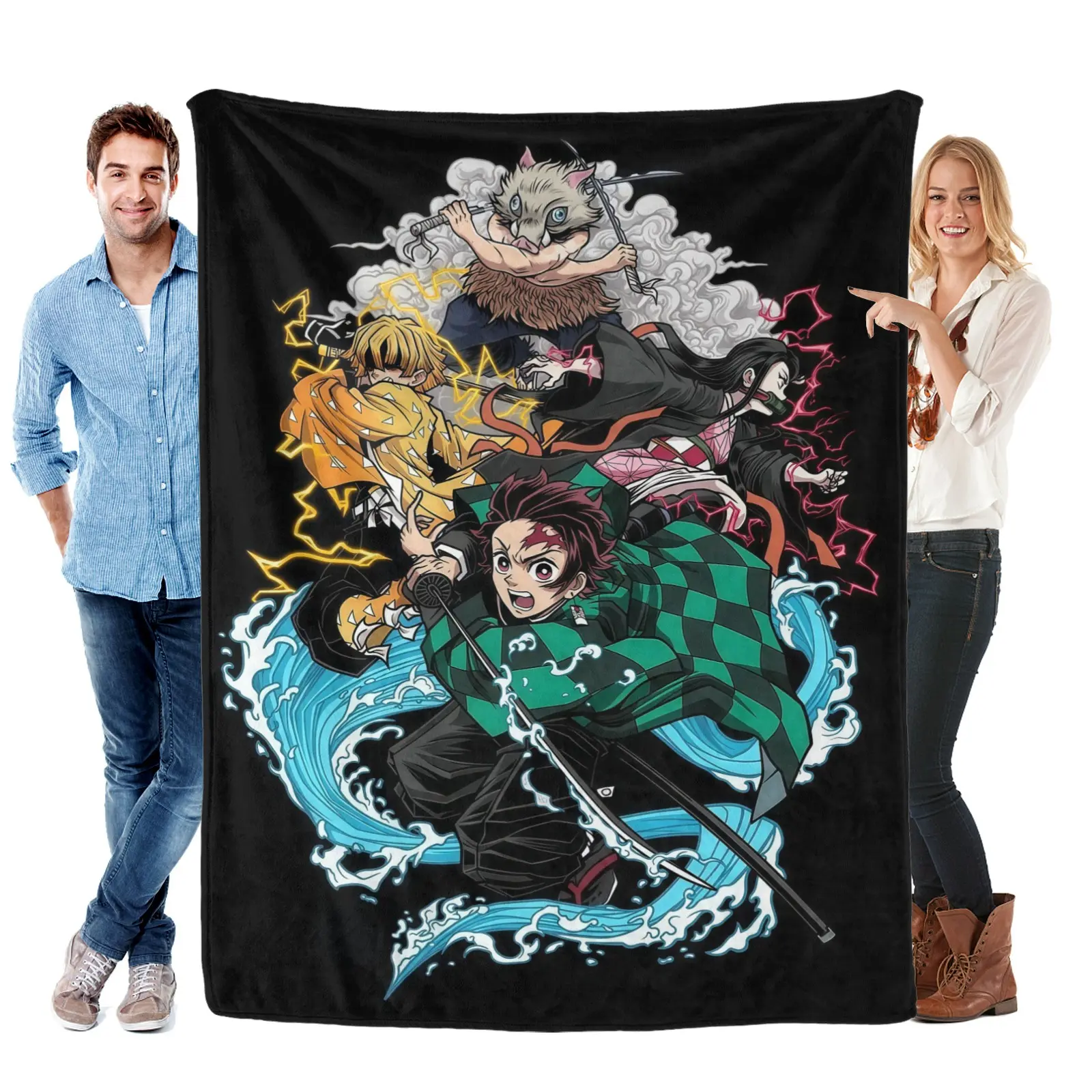 Demon Slayer Kimetsu no Yaiba Infinity Castle Reversible Fleece Blanket, 3D Geometric Pattern, Ideal for Puzzle Lovers, Thanksgiving-Birthday Christmas Gift