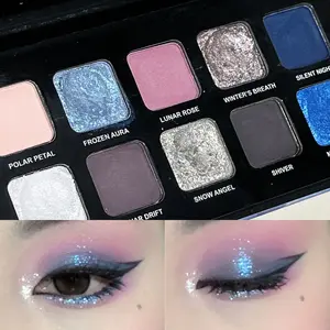 Herorange Twelve-color snow moon eyeshadow palette three-dimensional color rendering matte pearlescent sparkle party smoky makeup date suitable for holiday gifts