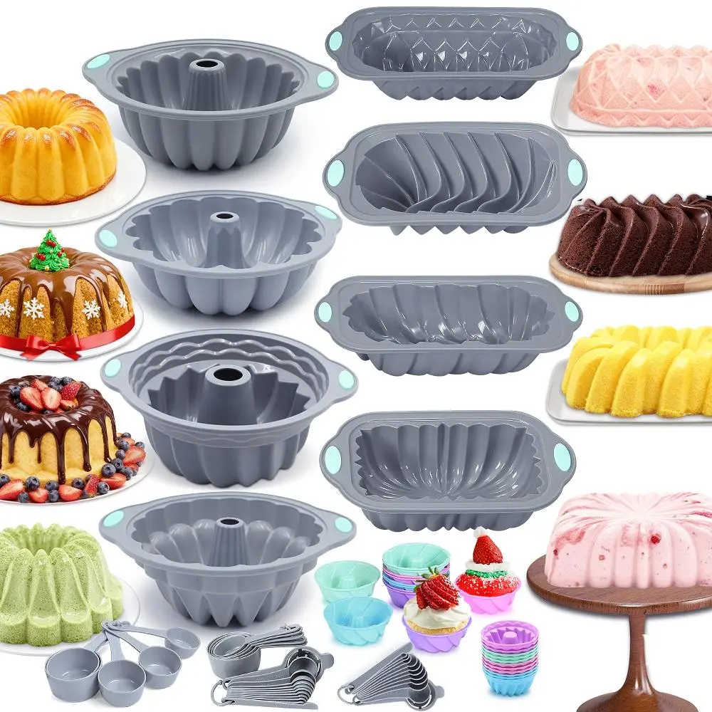 45/21 Pieces,Silicone Baking Set with Cake Molds, Silicone Molds for ...