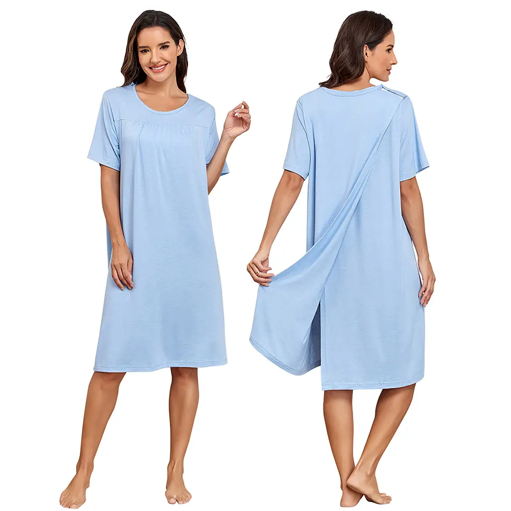 Hospital Gowns for Women Open Back with Snaps Adaptive Nightgown for Shoulder & Rotator Cuff Surgery, Ideal for Elderly