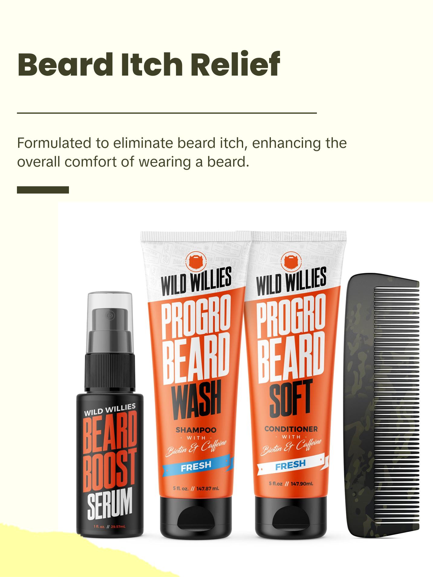 Beard Care Kit, Biotin Fortified Shampoo & Conditioner with Caffeine, 2 4-Oz Bottles, Promotes Healthy Beard Growth & Boost Serum Hair Care Comfort