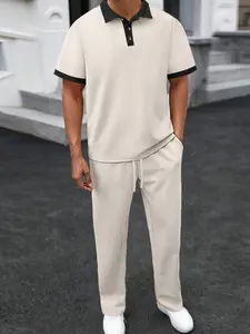 Men's Two-Piece Set for Spring Summer Fall, Casual Blazer and Pants, High Waist Asymmetrical Design, Loose-Fitting, Ankle Length