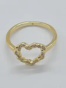 14k Gold Plated Twisted Heart Shaped Ring with Diamonds, Women's Jewelry for Dates, Birthdays, Valentine's Day, Versatile Accessory