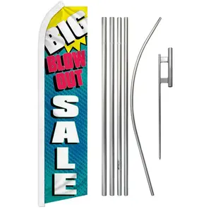 Flag & Pole Kit with Steel-Aluminum Interlock Poles, Polyester Fabric Graphic Print Banner for Home, Festive Party Backdrops