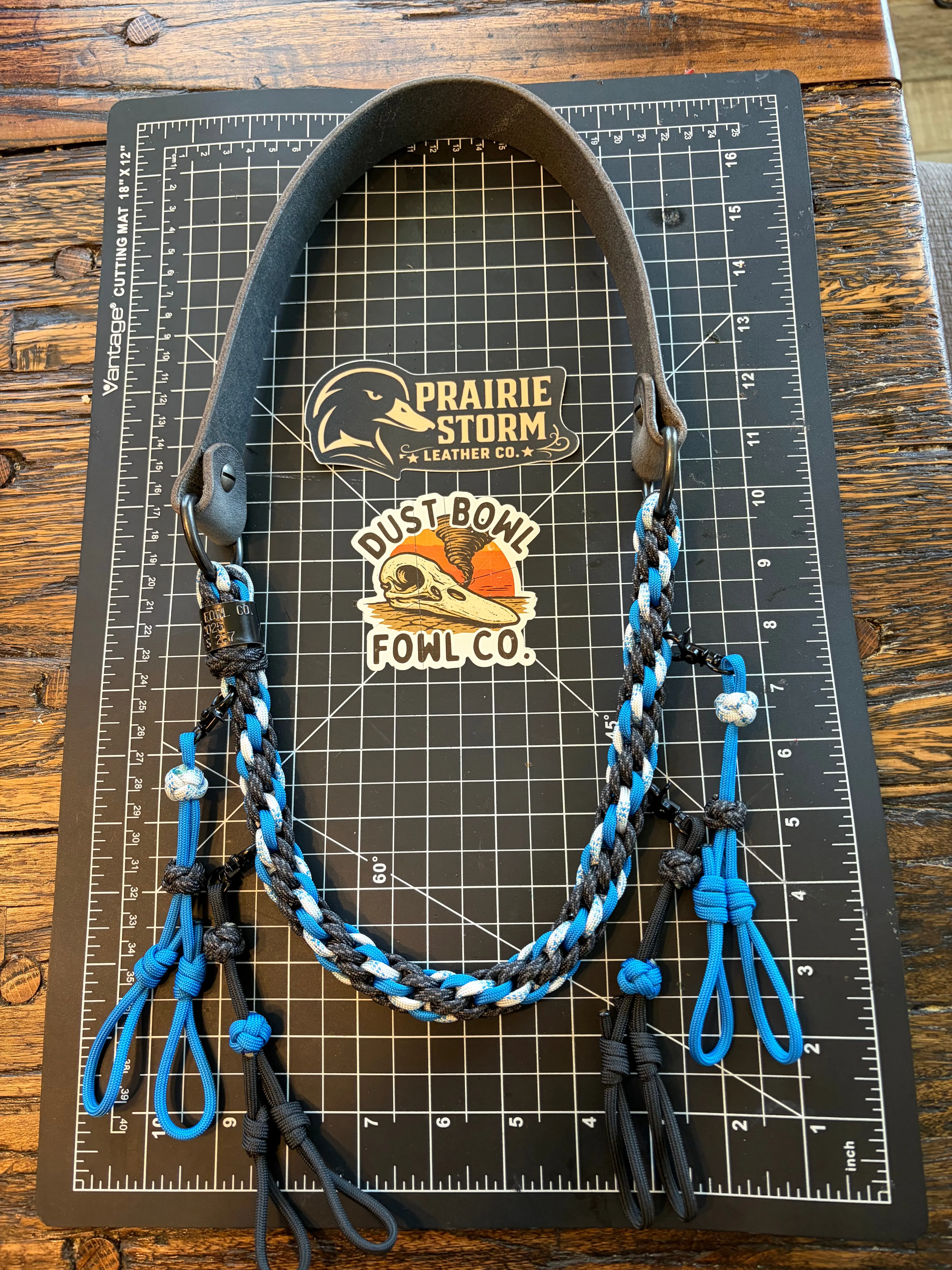 Leather x Half Round Lanyard -  Electric Blue