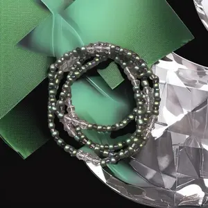 Purple Pink & Green 31” Stretch Waistbead with Elegant Beads for Stylish Outfits