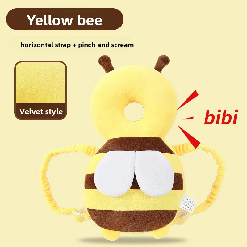 Baby Safety Head Protection Pillow for Toddlers Walking Anti Fall Cushion Breathable Infant Headguard Cute Bee Design