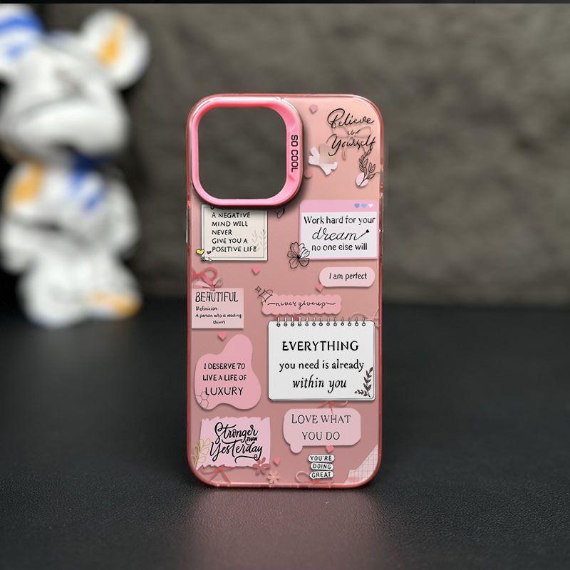 Pink Style Growth Quotes Phone Case Durable Hard Acrylic Back Case With An Anti-Yellowing Coating, Made From High-Quality Designed For Reliable Drop Protection For Your Phone For iPhone 17.16.15.14.13.12.11.X.XS.XSMAX.XR.8.7