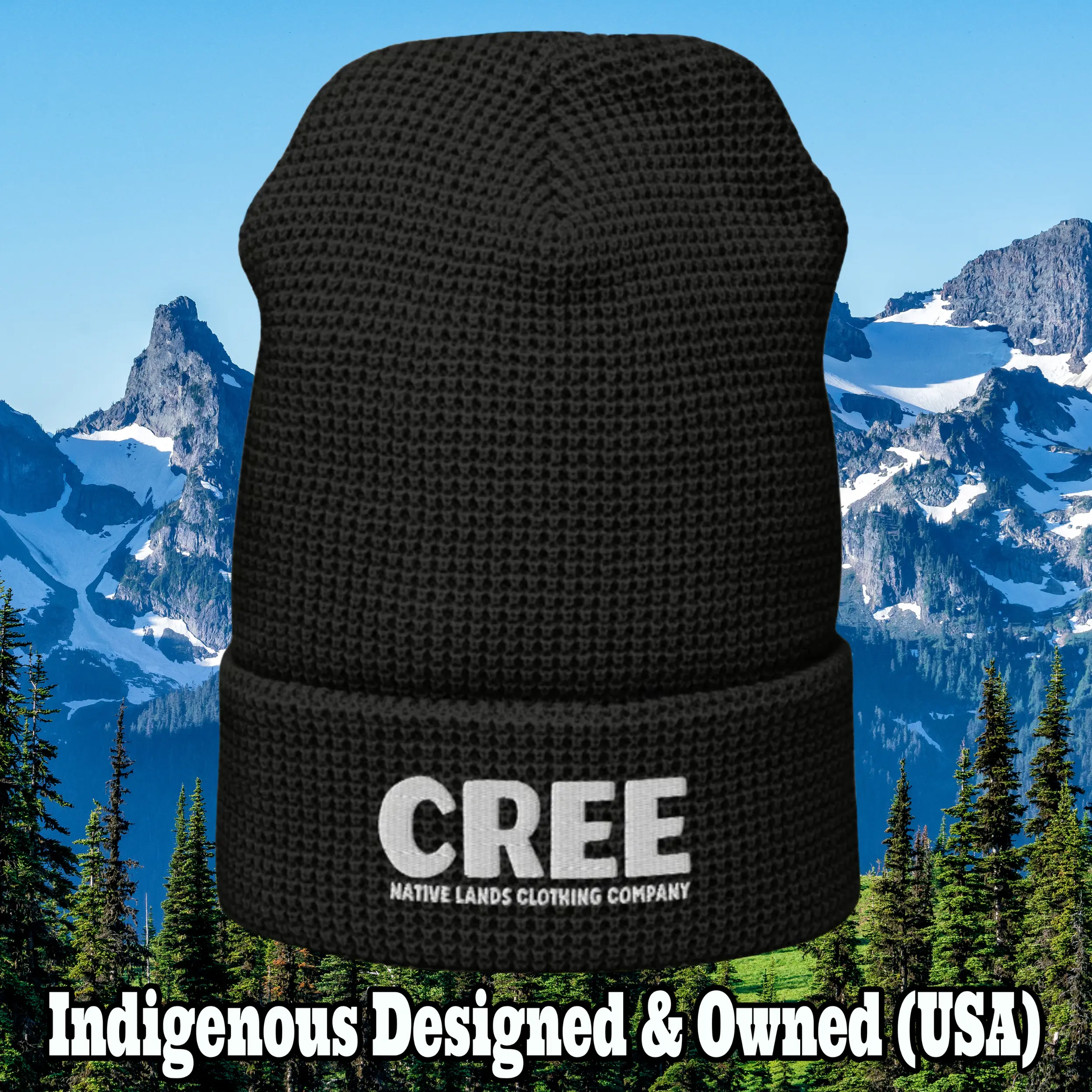 Cree People Embroidered Waffle Beanie - Honoring First Nations, Inuit, Native American Indigenous Cultures