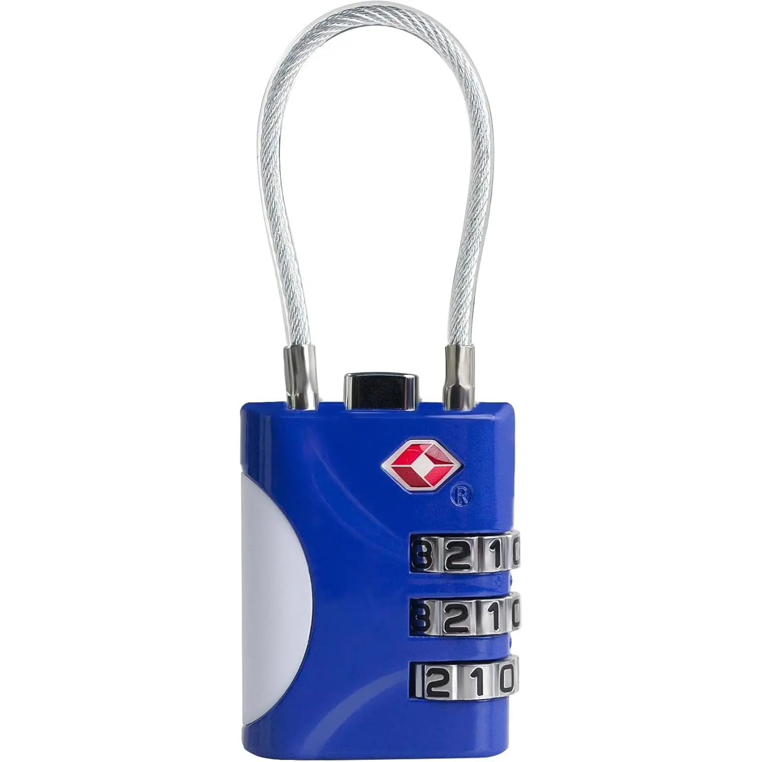 TSA Approved Locks for Luggage, Small Combo Lock with Code, Travel Padlock with Cable, TSA 007 Lock for Suitcase, Locker, Gym, Cabinet, Gun Case, Backpack, Zipper Locks for Travel (Blue)