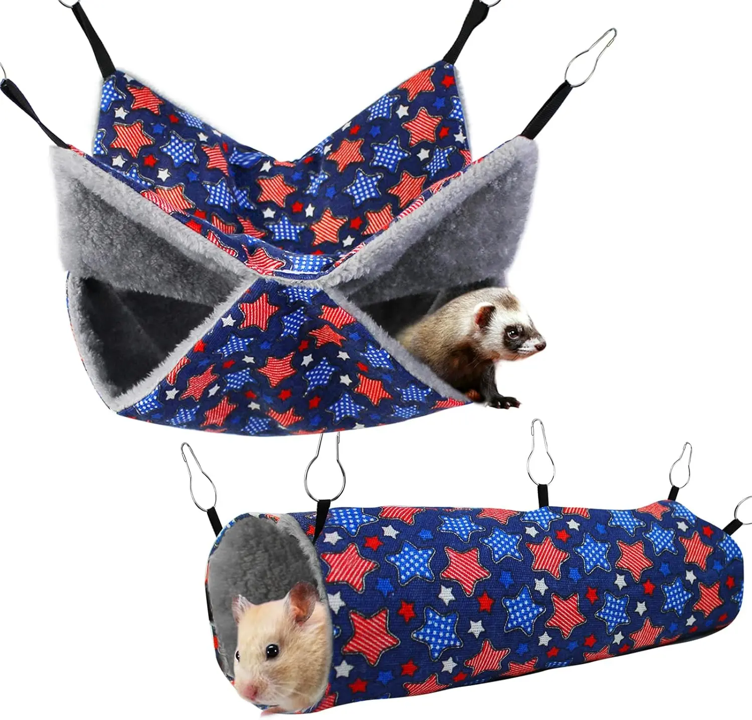 Ferret Rat Hammock Set Guinea Pig Hideout Bed,Soft Hamster Toys Hanging Tunnels and Tubes