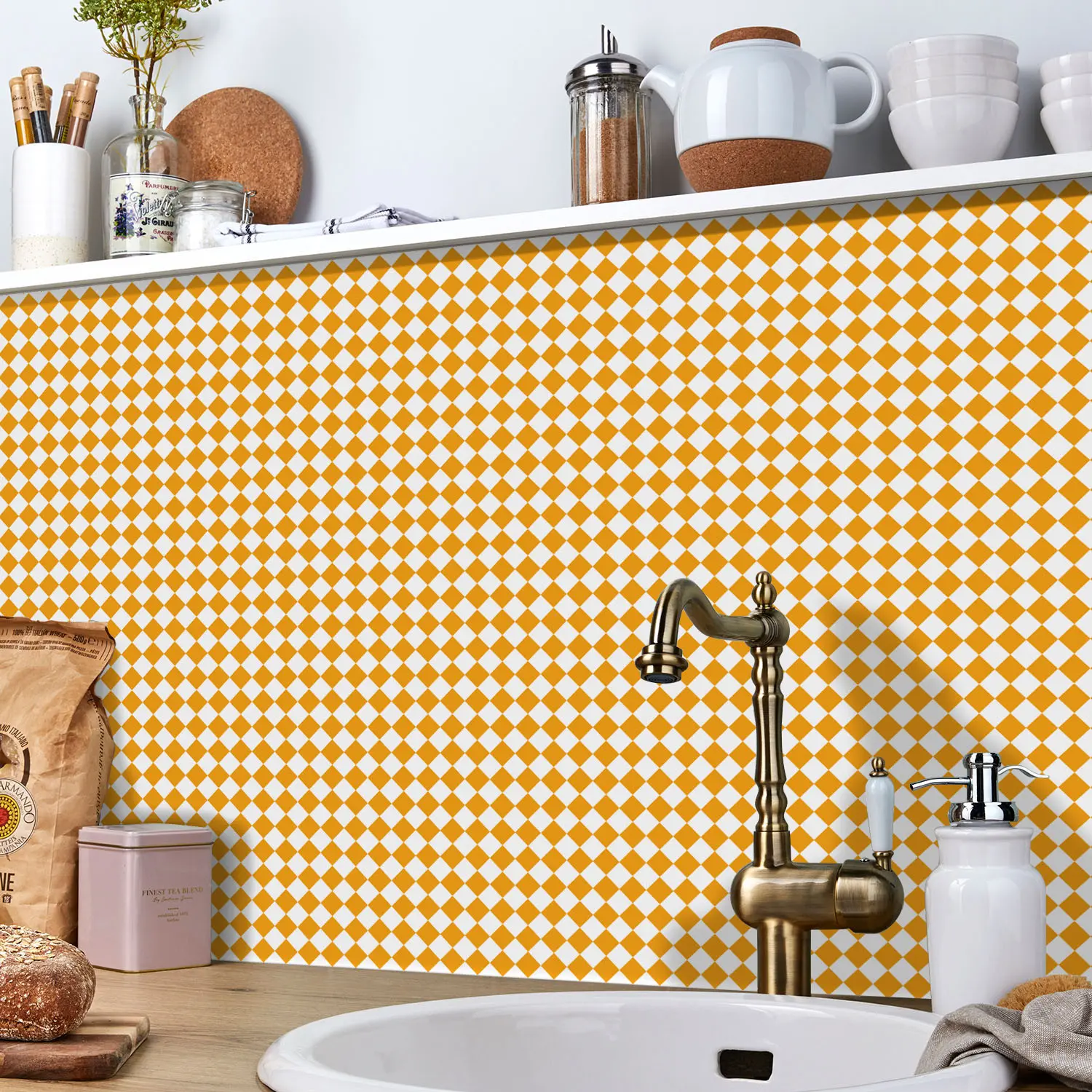 15 Pcs Diamond Checkerboard Tile Sticker, Waterproof & Non-Slip, Matte Texture, Easy to Tear, Ideal for Home Decoration Upgrade
