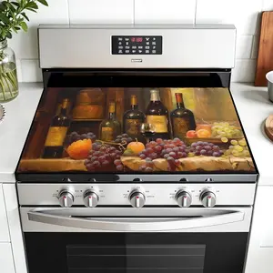 Non-Slip Rubber Oven Mat with Grape Wine Design, Kitchen Stove Panel Protector, Easy Clean, Multi-Purpose for Oven, Washer, Dryer, Kitchenware