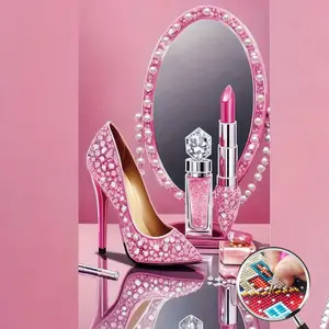 DIY Pink Crystal High Heels Diamond Painting Kit - Sparkling Shine Design, 27.5x15.7in, Easy Craft Project for Relaxation, Girls’ Decor for Bedroom & Vanity, Sparking Shine