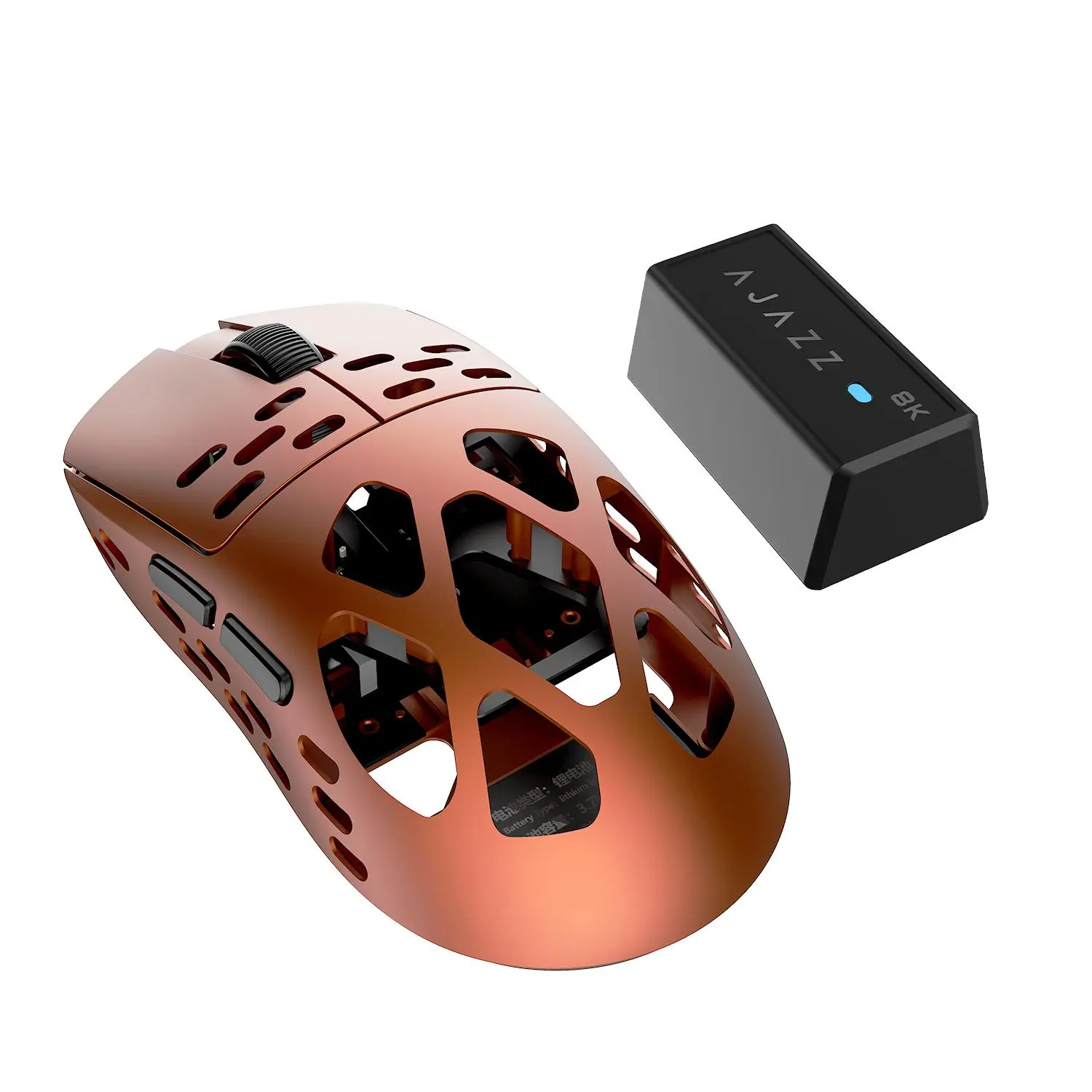 AJAZZ AM3 Magnesium-Aluminum Alloy Wireless Gaming Mouse, 49g Ultra-Lightweight, PAW3950 Sensor, Max 30000 DPI, Bluetooth/2.4G/Wired Tri-Mode Connection Dual 8K, RED