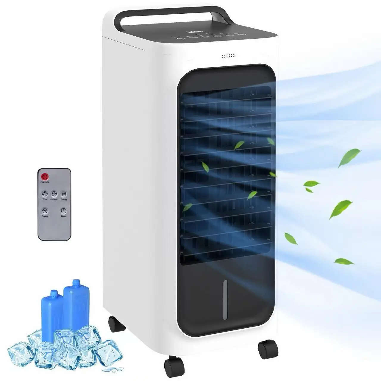Room Air Cooler with Ice Packs, Ice Cooling Fan Water Humidifier Unit with Remote, Timer, Oscillating