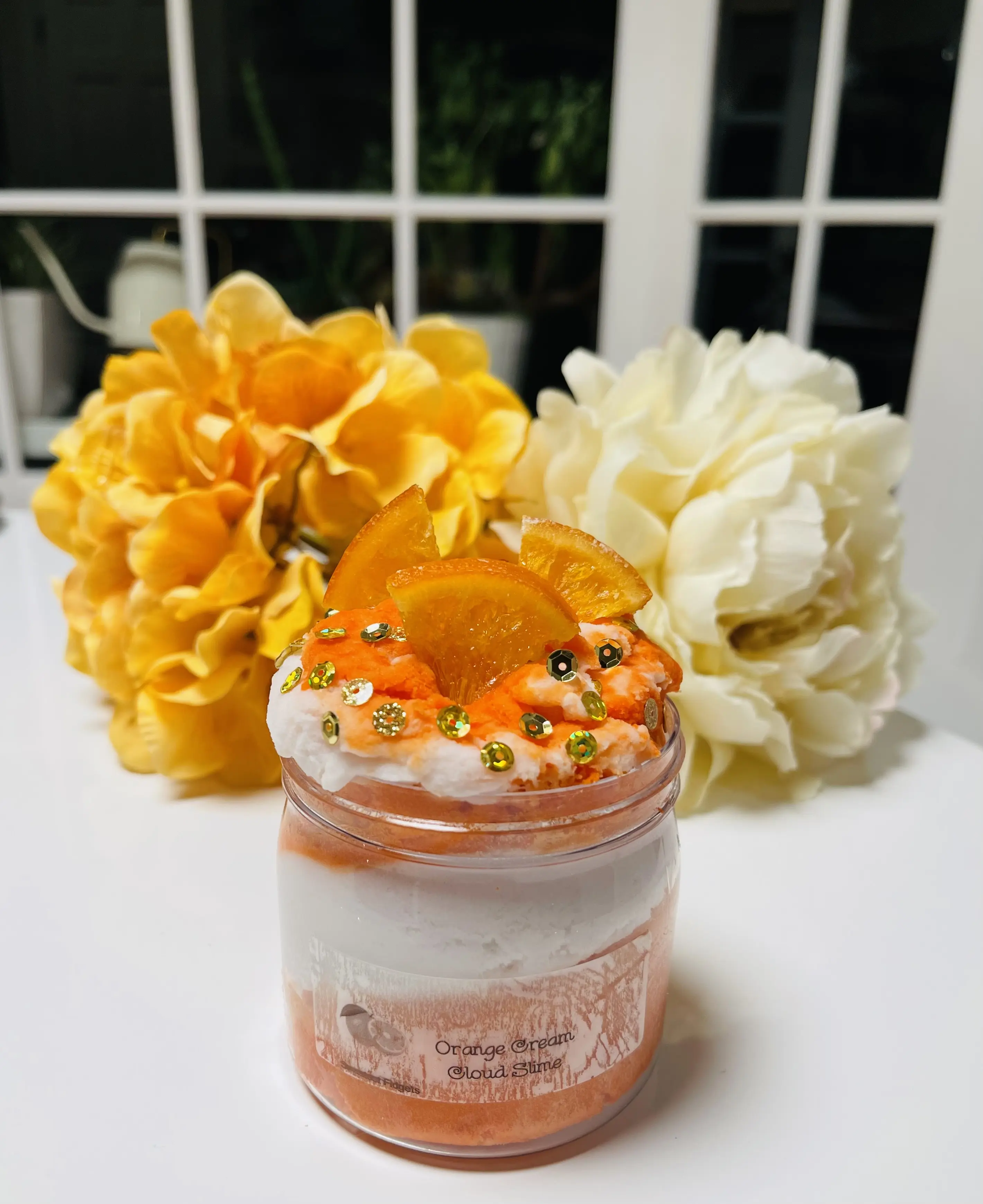 Orange cream Cloud Slime - scented with sparkles & orange and white cloud slime