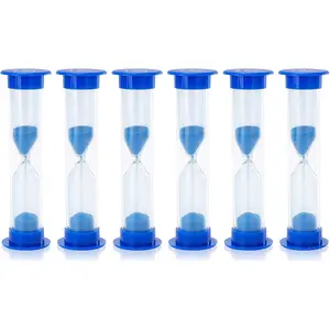 6 count Plastic 1 Minute Sand Timer Sandglass Hourglass Sand Clock, Blue