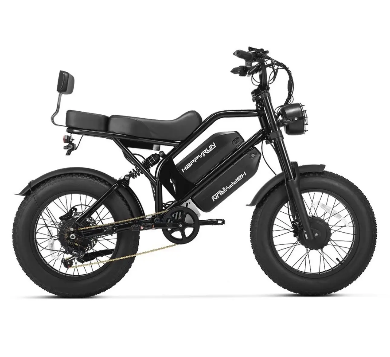 Happyrun 5000W Peak Dual Motor 48V33Ah Dual Battery 2 Seater Electric Bike 36MPH