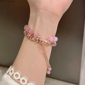 Opal Beaded Gold Bracelet Watch Band for Apple Watch SE/Ultra & Series 1–9, Luxury Adjustable Strap