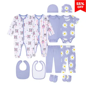 JY.COZY FOR BABY Unisex Baby Clothes 12 Piece Layette Sets Cotton Newborn Clothes Gift Set For 0-12 Months Daisy Print & Owl Motif Suitable for Everyday Casual Wear by Baby Boys and Girls Newborn Baby Girl Clothes Cute Bodysuit