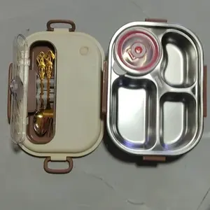 304 Stainless Steel Bento Box, Leak-Proof with Soup Bowl, Portable Lunchbox for Office and Students, Odor-Free and Easy to Clean