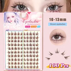 A pack of 100 natural, comfortable, and versatile C-curl brown sunflower brown false eyelashes