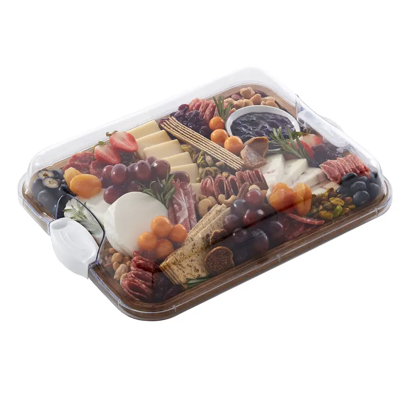 Build a Board 11" x 14" Acacia Cutting Board with Locking Lid, Charcuterie Board, Cheese Board, Serving Board, Portable Serving Tray