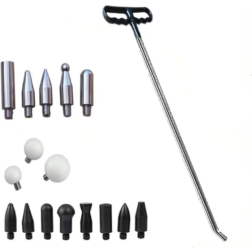 Paintless Dent Repair Tools 1 count of Dent Removal Rods with Awl  Dent Hail Repair Tools Paintless Dent Removal Kit  Auto  Dent Removal of Hail  and Door Ding (17 PCS)