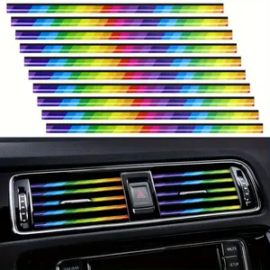 10PCS Car Air Vent Decor Strips, Flexible DIY Colorful Trim, Fit Most Vents, Durable & Stylish Interior Accessories, Decoration