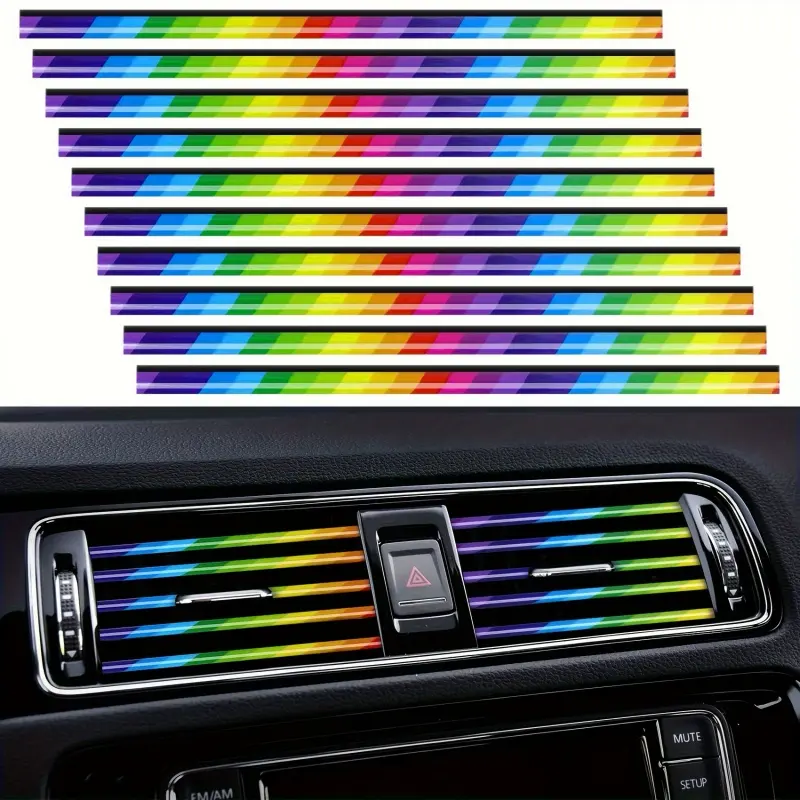 10PCS Bendable Car AC Vent Strips - DIY Shiny Decorative Trim for Air Outlets | Flexible Universal Fit | Auto Interior Upgrade Accessories| DIY Shiny Gift for Car Lovers| Christmas Car Gift