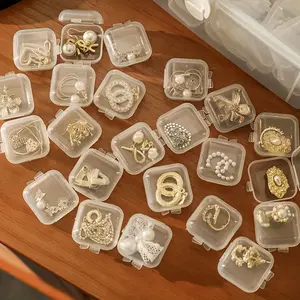 24-piece set of transparent plastic jewelry storage boxes with lids, mini square containers for storing beads, earrings, small craft items, home and bedroom accessory boxes, craft and sewing supply storage