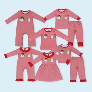 Embroidery Santa Claus Kids Girls Christmas Outfit