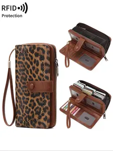 Women RFID Blocking Wallet, Large Capacity Zipper Purse, Multi-Card Slots & ID Holder, leopard print，cow print，Zebra Stripes Design, Durable Fashion Wallet, All Season Use, Wallets women