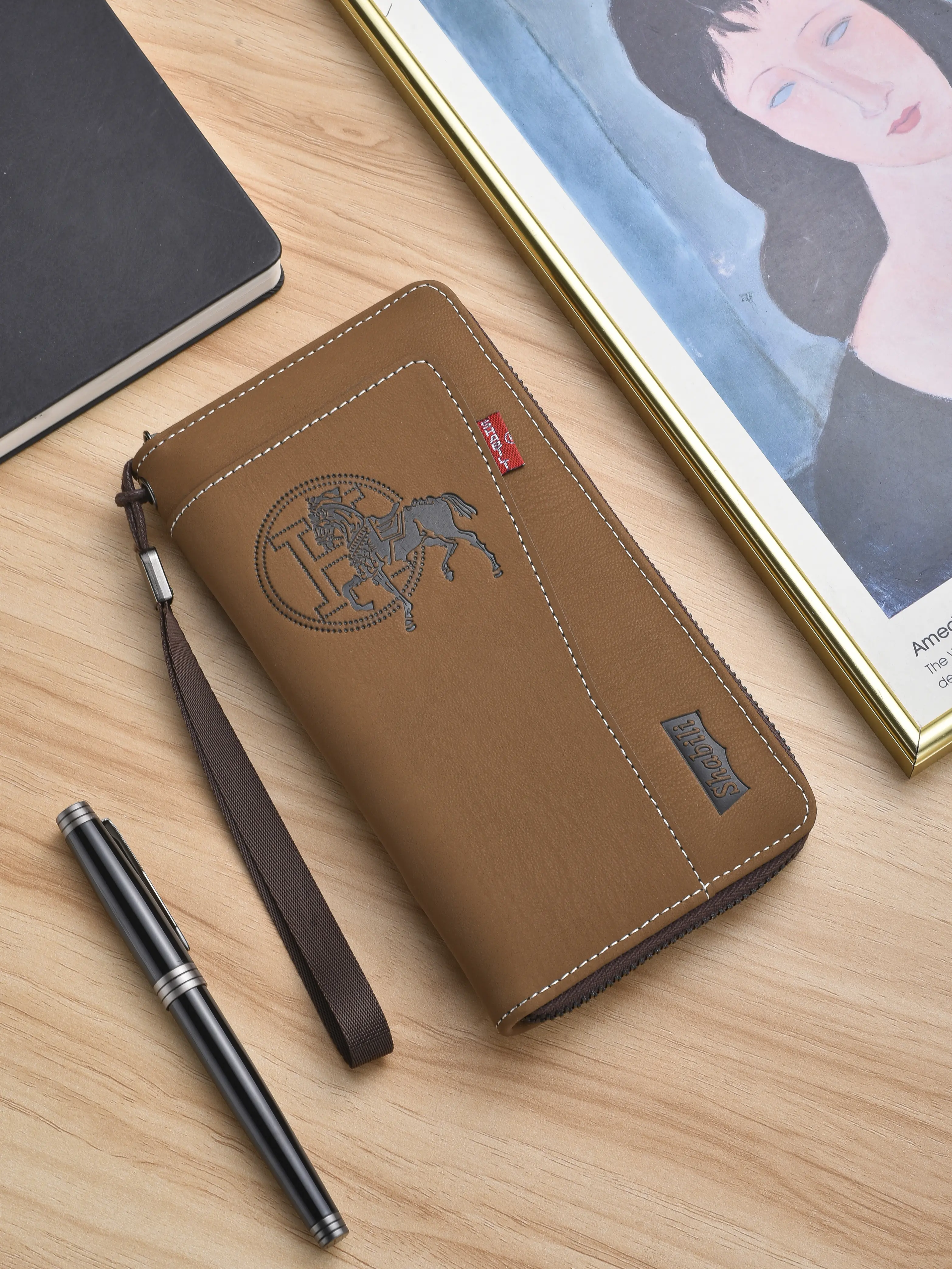 GOODBEE Men’s Long Zipper Closure Wallet with Wrist Strap, Multiple Card Slots, Cash Compartment, Large Cap Clutch Wallet for Men