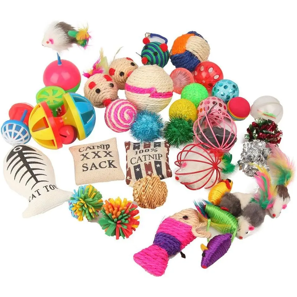 20-Piece Cat Toy Variety Combo Pack - Interactive Small Ball Included, Holiday/Birthday/Everyday Gift for Feline Energy Release, Supervised Play Pet Supply Accessory