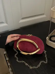 Women's Metal Decorated Crossbody Bag, New Chain Box Shoulder Bag, Evening Party Handbag, Stylish Single-Shoulder Purse