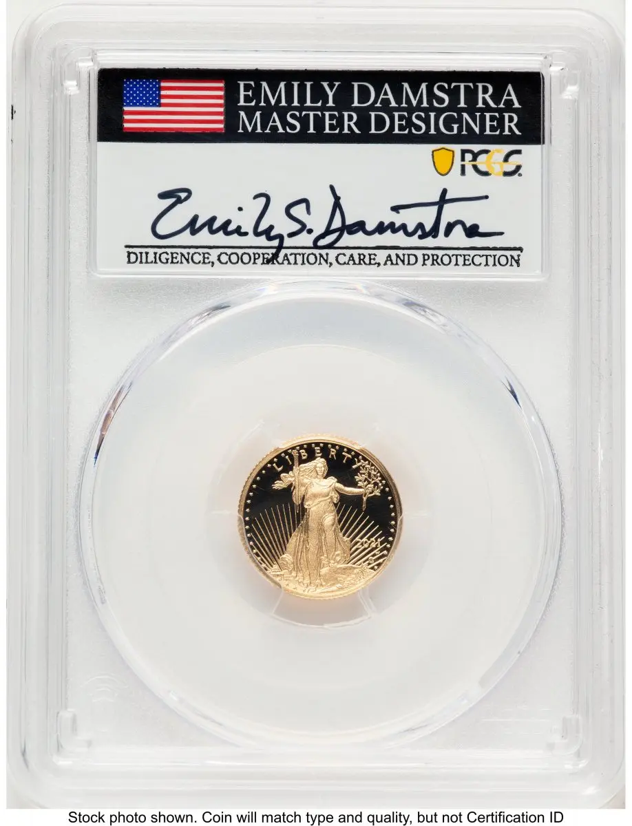 Modern Bullion Coins (2021-W Type 2 Proof Gold Eagle 1/10 oz AR Emily Damstra)
