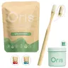 Oris 3-Piece Complete Oral Care Starter Bundle - 1-Month Supply, 62 Fluoride-Free Natural Toothpaste Tablets, 1000-Bristle Nano-Toothbrush, Aluminum Storage Canister - Daily Use, Kid-Safe, Enamel-Strengthening Nanohydroxyapatite, Travel-Friendly