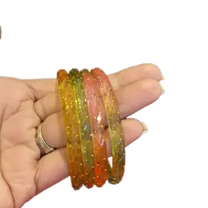 Set of 4 Traditional Multi Color Glass Bangles for Women