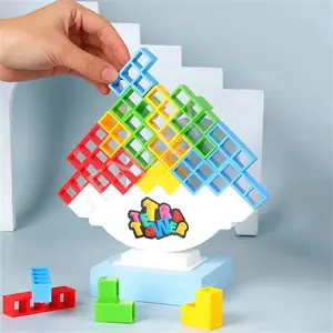 Game Stacking Blocks Stack Building Blocks Balance Puzzle Board Assembly Bricks Educational Toys for Children Adults 48 Pieces ABS Material Unisex Age 14+ Enhances Motor Skills