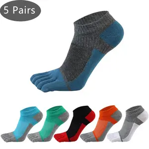Men's Socks 5 Pairs Pure Cotton Five Finger Ankle Socks Mens Sports Breathable Comfortable Shaping Anti Friction No Show Socks With Toes