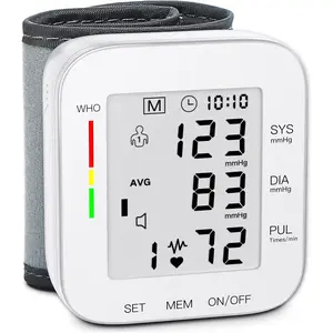 Wrist Blood Pressure Monitor Large LCD Display BP Machine Adjustable Cuff 5.31-7.68 inch Automatic 99x2 Sets Memory with Carrying Case for Home Use (W1681)